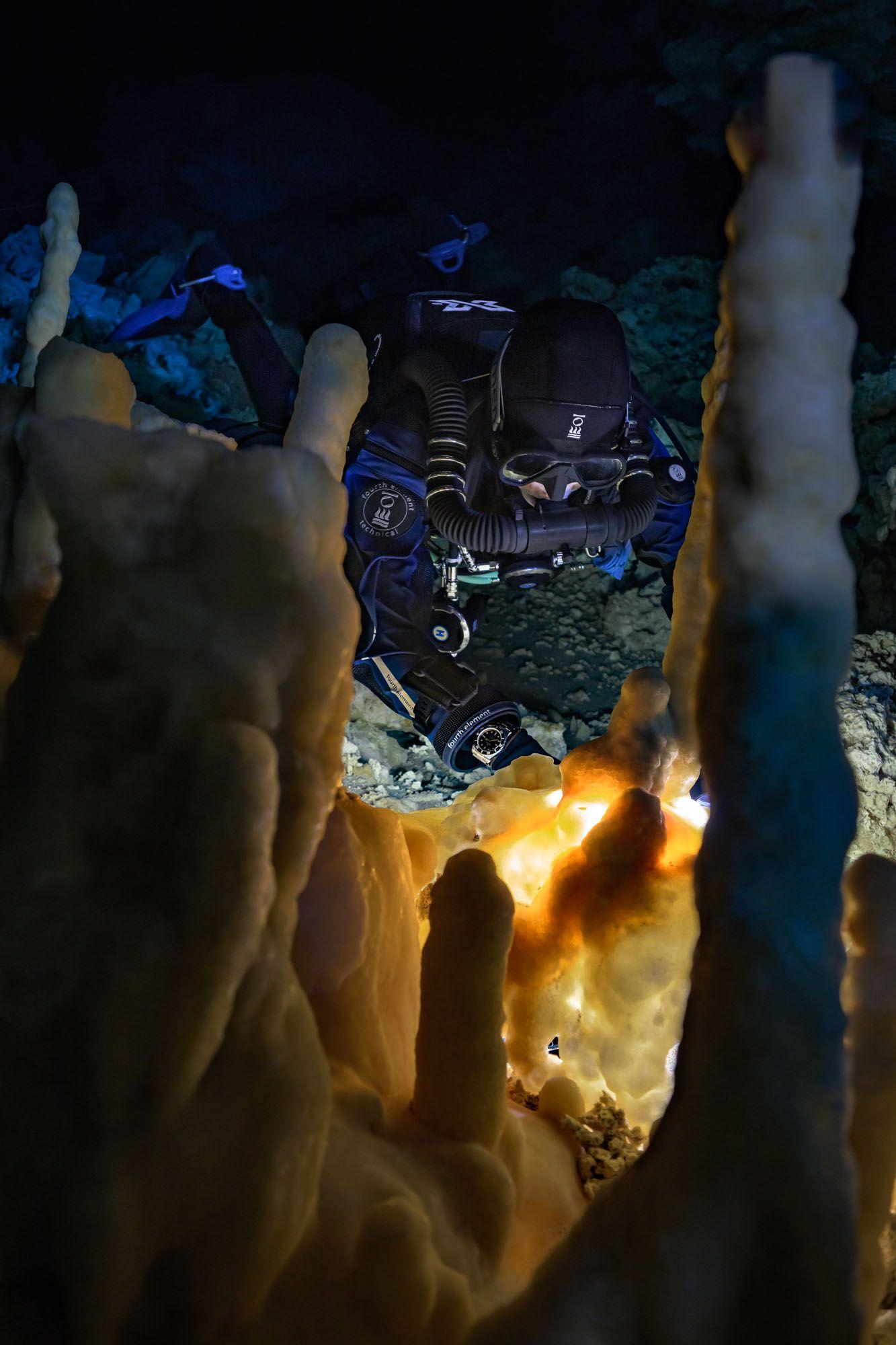 Diver in a cave