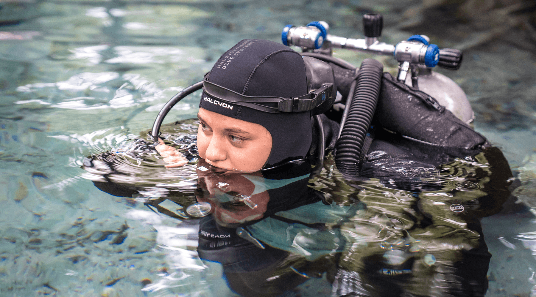 Diver with Halcyon gear at the surface
